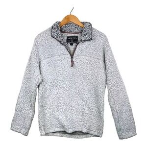True Grit Gray Sherpa Fleece Quarter Zip Pullover Sweater Women's Size XS